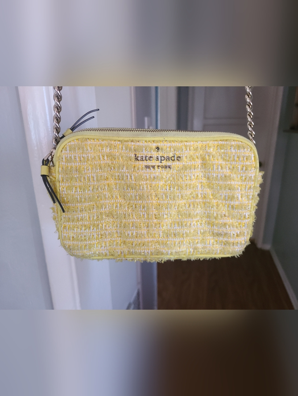 Kate Spade Yellow Tweed Zip Pouch